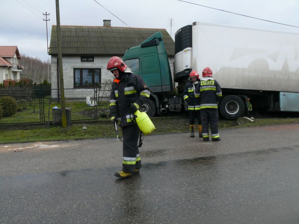 W Nieborowie TIR wjechał w ogrodzenie