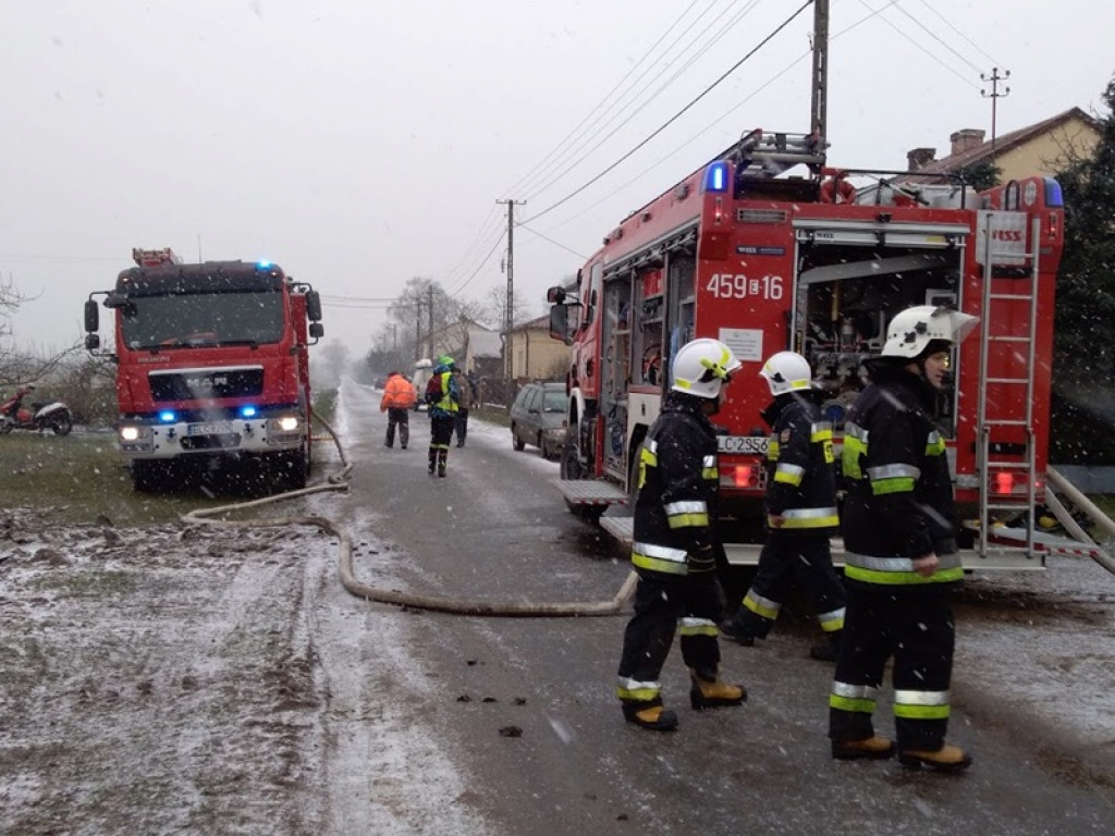 Pożar w domu w Domaniewicach