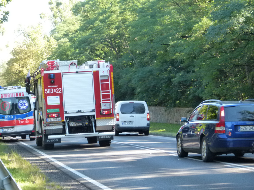 Czołowe zderzenie busa z osobówką w Bratoszewicach. 8 osób rannych