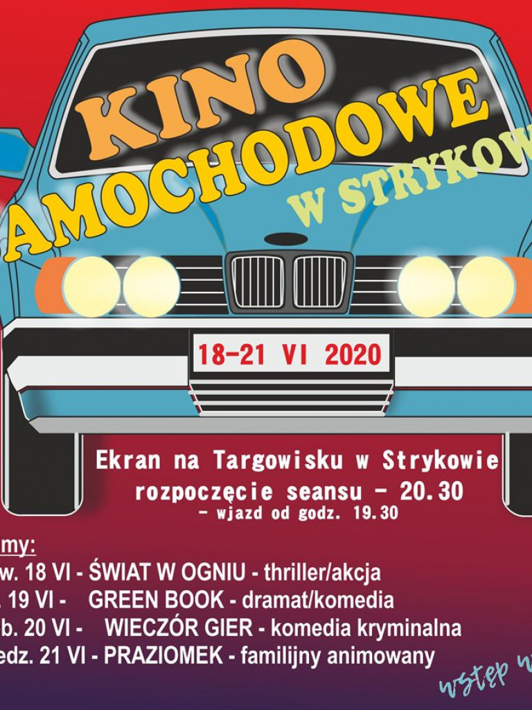 Kino samochodowe na targowisku nawet podczas deszczu