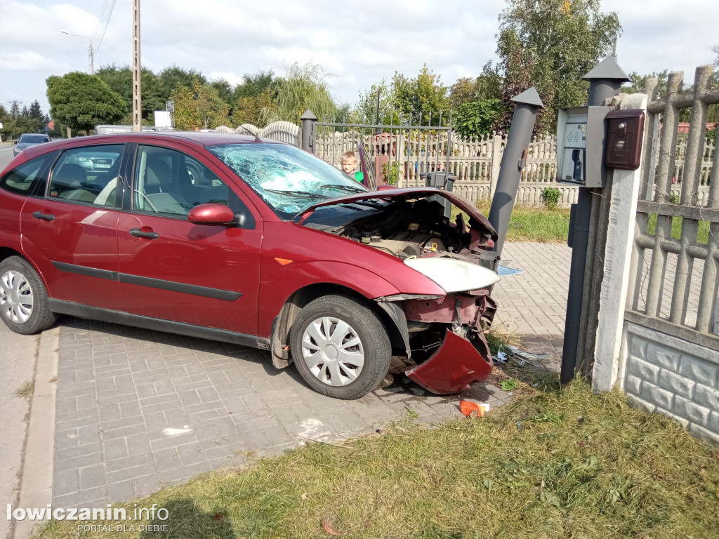 Wjechał w ogrodzenie na Katarzynowie