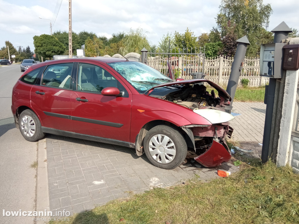 Wjechał w ogrodzenie na Katarzynowie