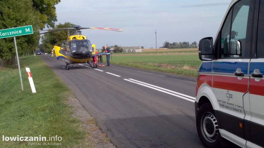 Wypadek w Karsznicach, kierowca skutera w szpitalu