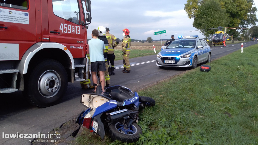 Wypadek w Karsznicach, kierowca skutera w szpitalu
