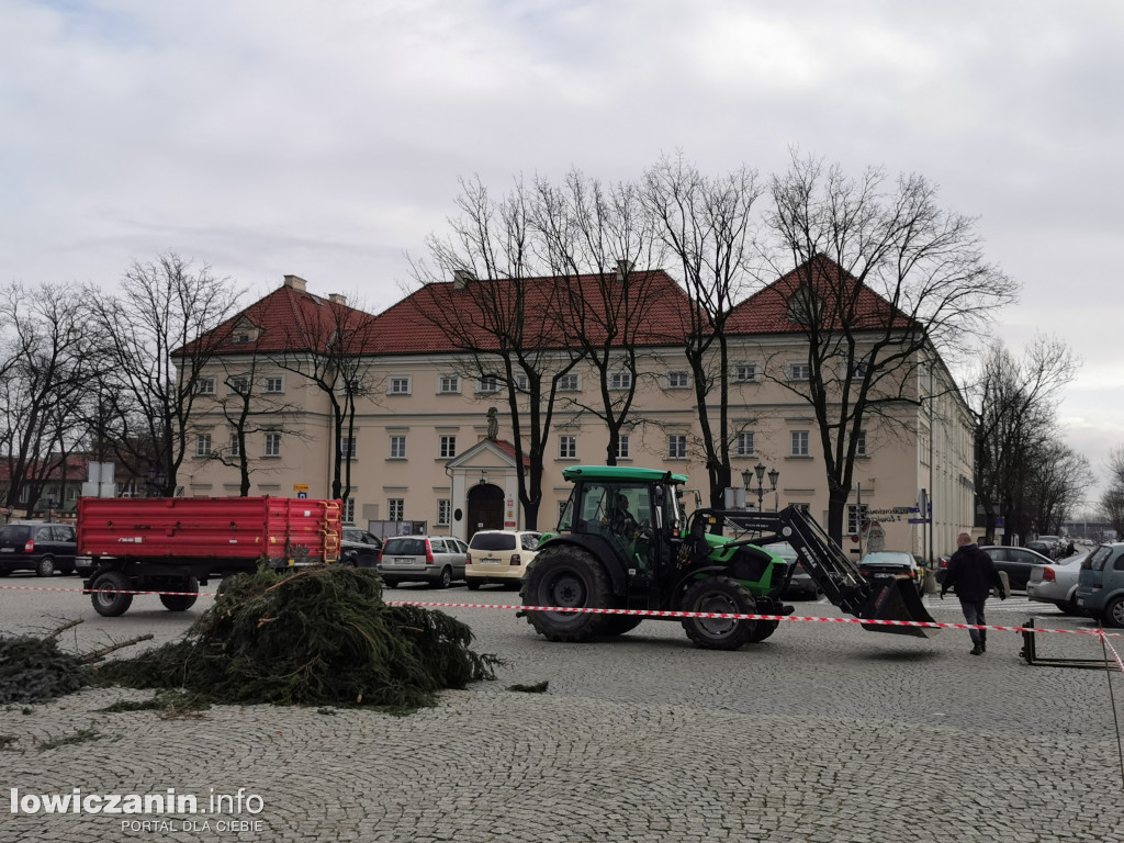 Sprzątanie choinek w Łowiczu