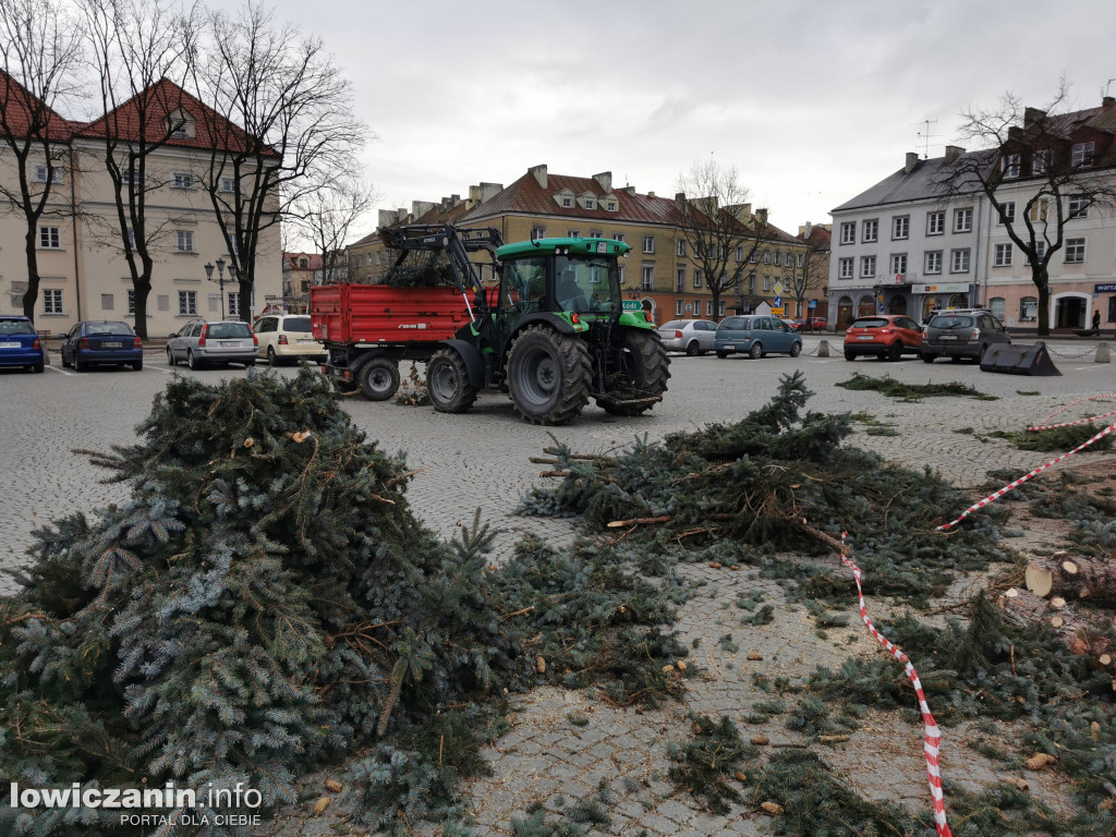 Sprzątanie choinek w Łowiczu