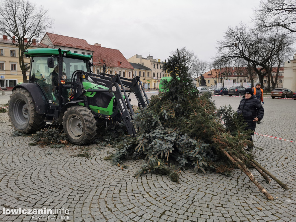 Sprzątanie choinek w Łowiczu
