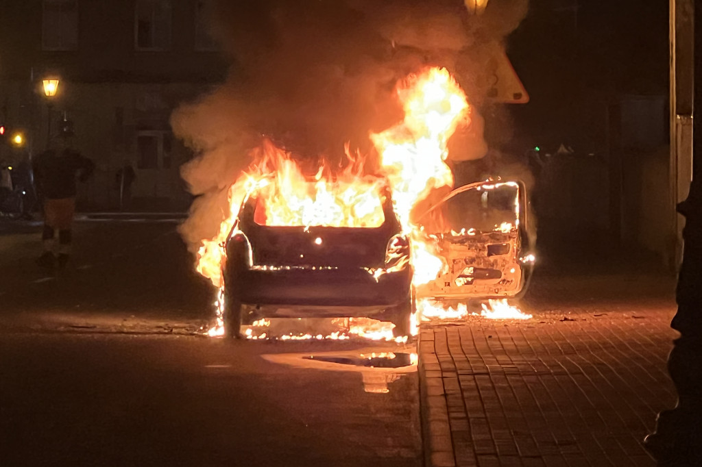 Pożar samochodu w Łowiczu