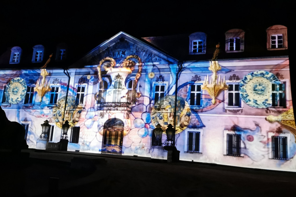 Mapping i film przed pałacem w Nieborowie