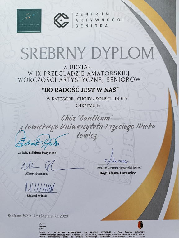 Srebrne dyplomy dla ŁUTW