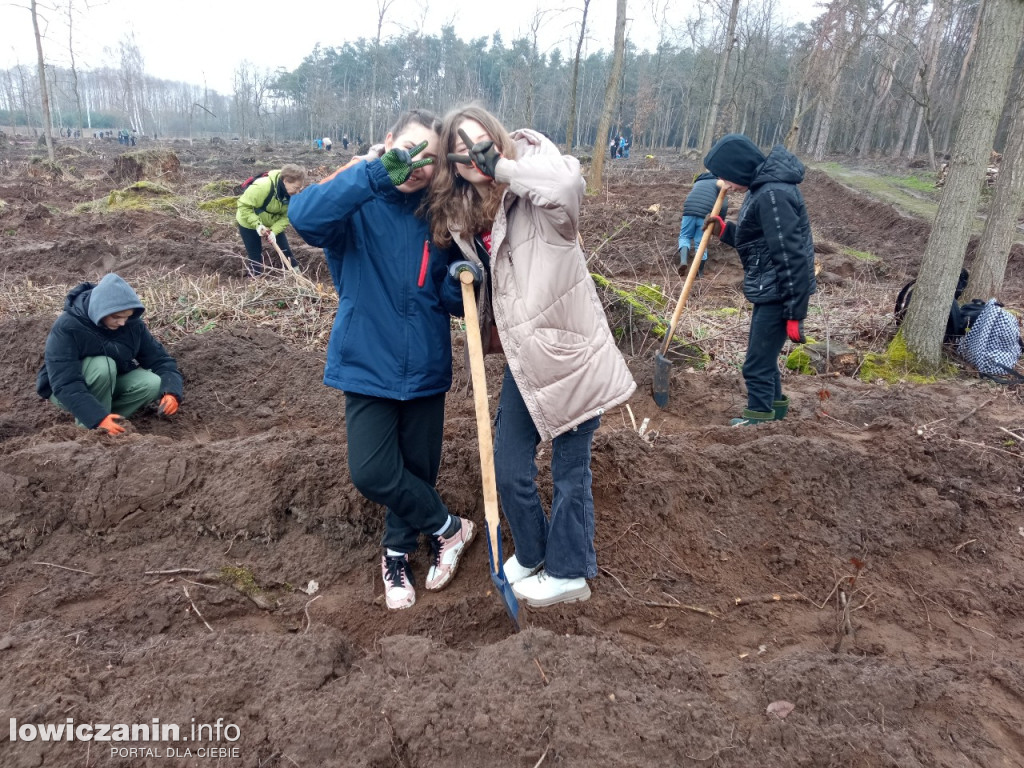 Uczniowie SP nr 2 w Łowiczu sadzili drzewa w Lesie Miejskim