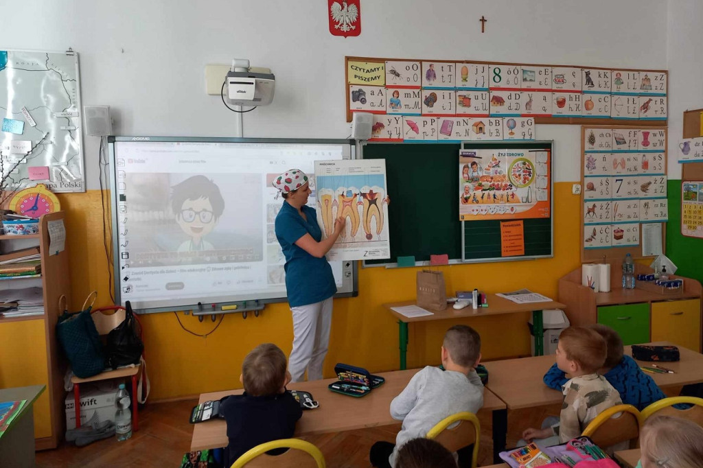 Wizyta pani stomatolog w Szkole Podstawowej nr 3 w Łowiczu