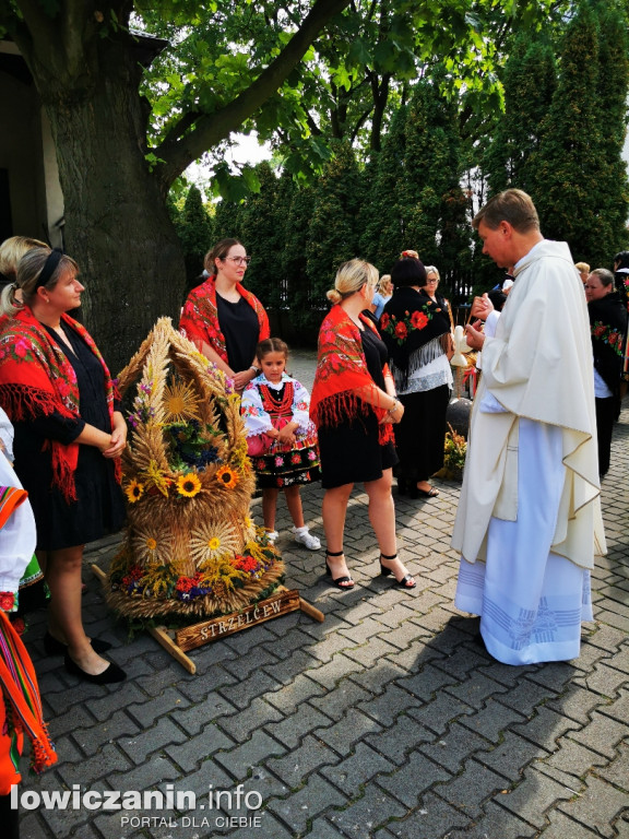 Procesja dożynkowa w łowickiej katedrze.