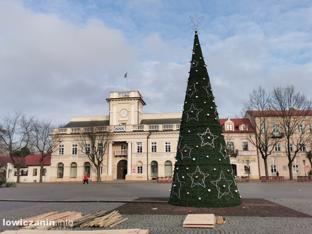 11-metrowa choinka już zdobi Stary Rynek w Łowiczu