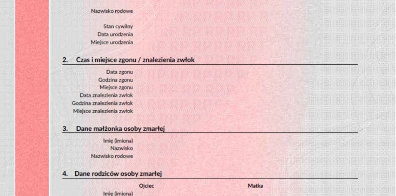 Zdjęcie poglądowe: akt zgonu. 