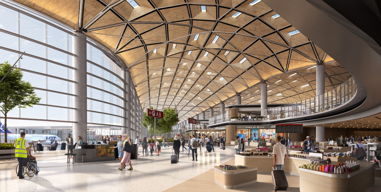 Tak ma wyglądać centralna część terminala, którego budowę teraz  spółka CPK ma zlecić. Czy wygra Mirbud?