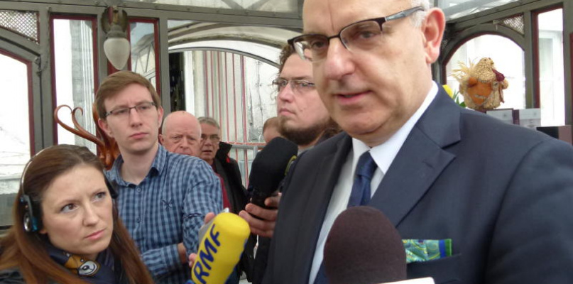 Ireneusz Jabłoński na konferencji prasowej, 30 marca 2017. Fot. Elżbieta Woldan-Romanowicz