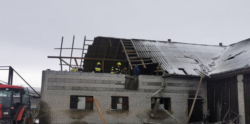 Zniszczony budynek gospodarczy w Wyborowie. fot.  AZ/NL