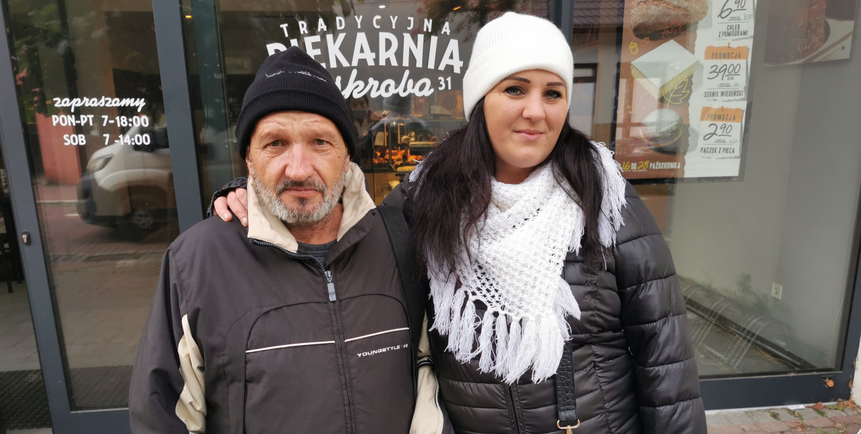 Pan Stanisław i jego córka Marta, która wóciła wczoraj z Danii. 
