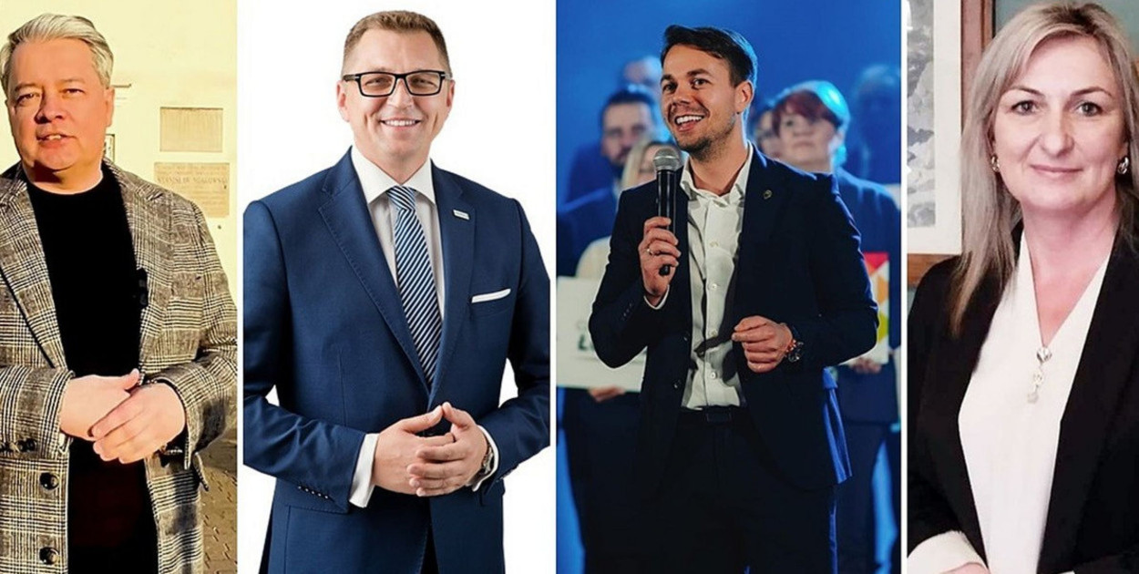 Kandydaci na burmistrza Łowicza: Jacek Wiśniewski,  Mariusz Siewiera, Krystian Cipiński i Justyna Domińczak.