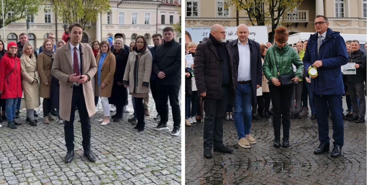 Kandydaci na burmistrza Łowicza podsumowali kampanię wyborczą na Starym Rynku.