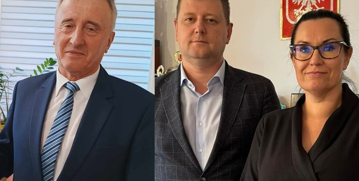 Były sekretarz gminy Nieborów Adam Janiak, wójt Jarosław Papuga i nowa sekretarz Sylwia Walkiewicz.