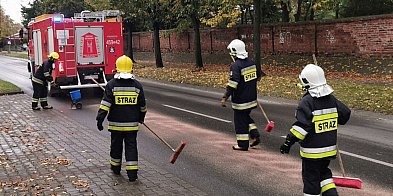 Urzecze. Plama na jezdni - druhowie z OSP usunęli zagro-330670