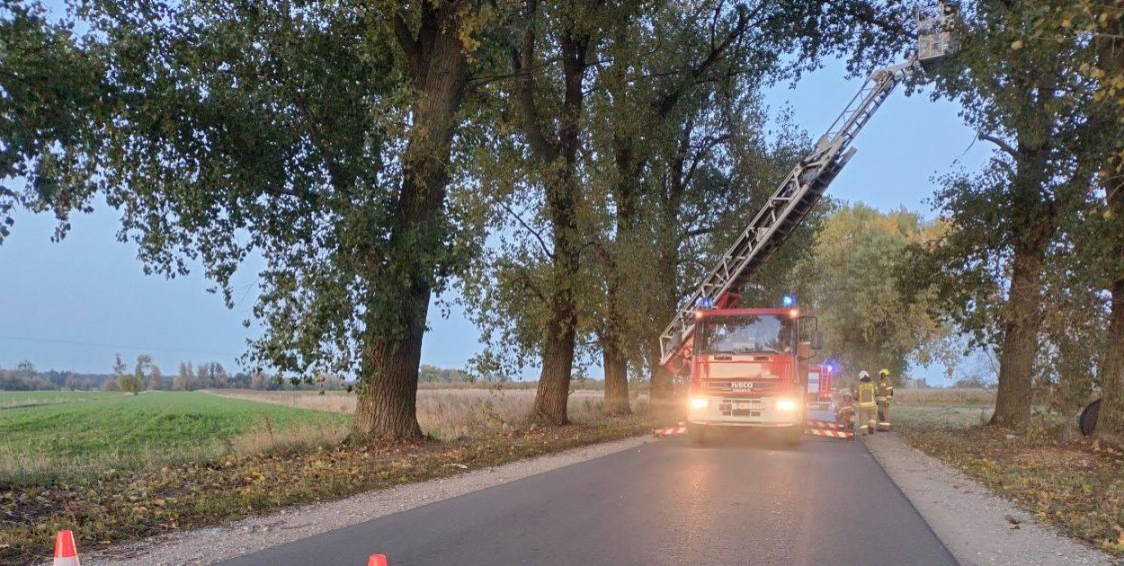 Interwencja na drodze Sanniki - Sielce. fot. OSP Sanniki
