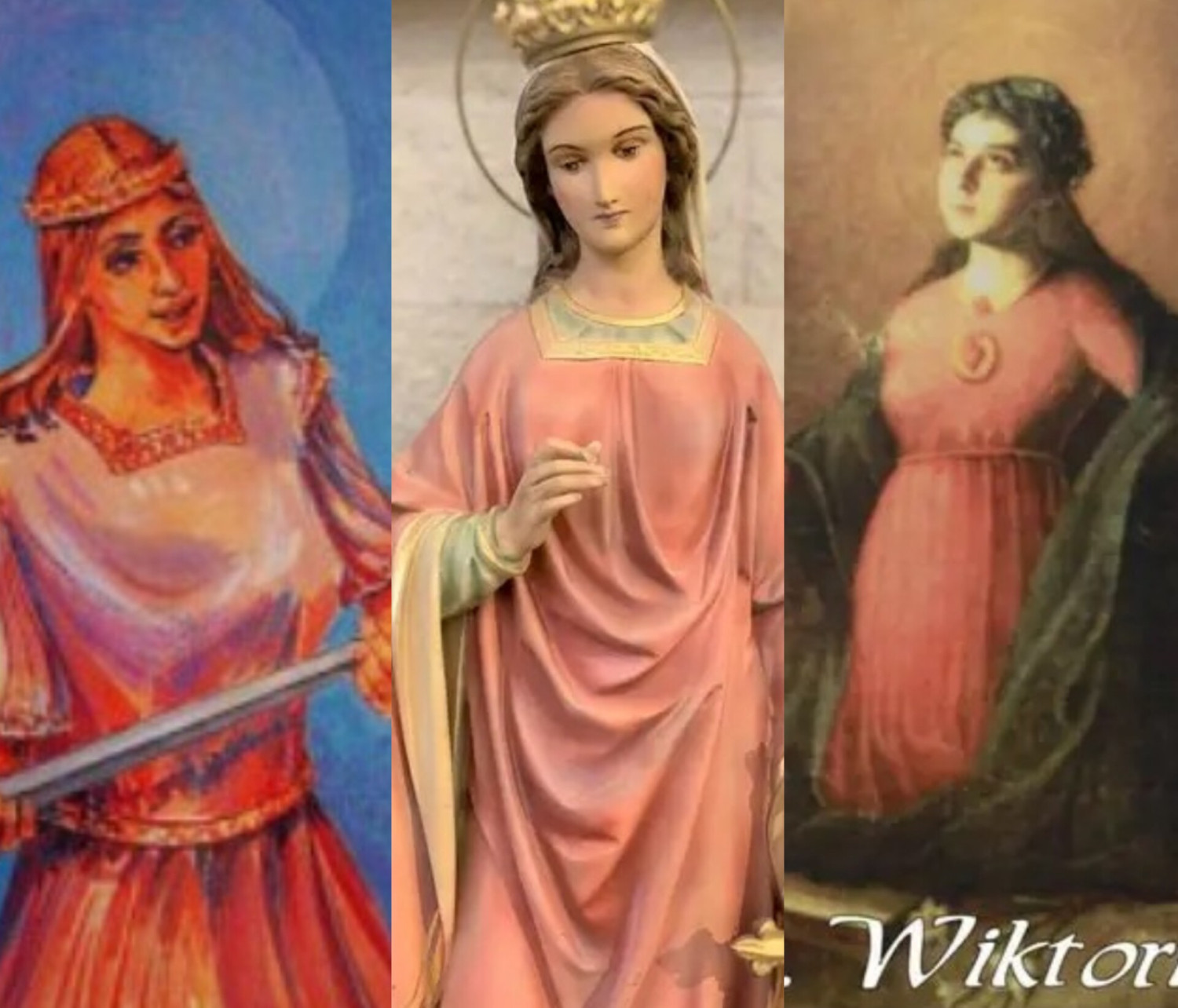 W ikonografii św. Wiktoria przedstawiana jest różnie, ale zawsze przy niej jest miecz - atrybut jej męczeństwa.